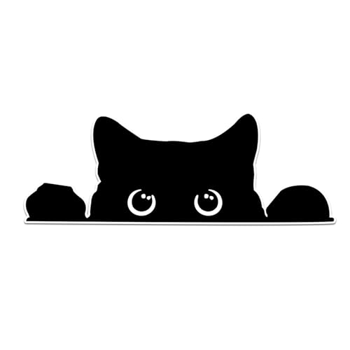 Peeking Sneaky Cat Sticker, Cat Decals for Cars, Black Indoor Outdoor Vinyl Decal, Universal Vinyl Waterproof Bumper Stickers Car Accessories for Laptop, Water Bottle, and Window (White Edge) - color: White Edge