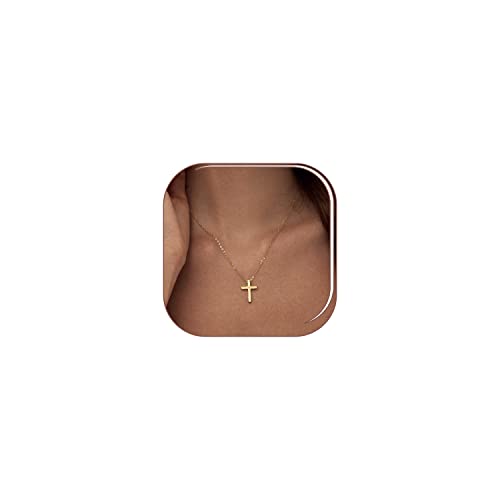 Luxval Cross Necklace for Women -Dainty 14K Gold Plated Cross Necklace Layered Gold Cross Necklace Cross Choker Necklace Gold Cross Necklaces for Women Trendy Gold Jewelry Gifts for Women - color: Gold-Classical Cross
