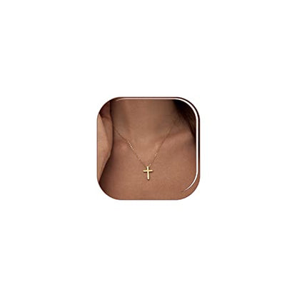Luxval Cross Necklace for Women -Dainty 14K Gold Plated Cross Necklace Layered Gold Cross Necklace Cross Choker Necklace Gold Cross Necklaces for Women Trendy Gold Jewelry Gifts for Women - color: Gold-Classical Cross