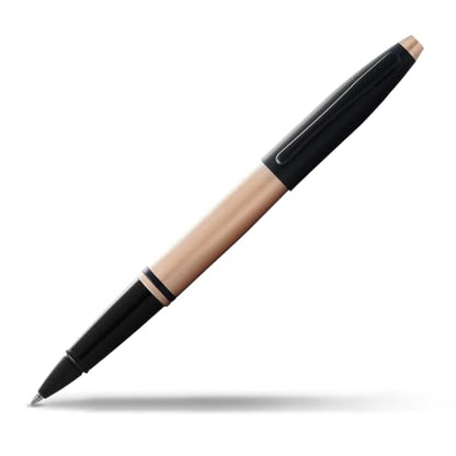 Cross Calais Rollerball Pen, Brushed Rose Gold & Black Lacquer, Black Ink - color: Brushed Rose Gold & Black