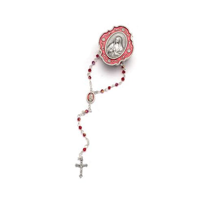Catholic Silver Linked Rosary Set – 3mm Beads, 14.25" Length, Metal Keepsake Gift Box with Enamel Inlay – Perfect First Communion Gift (Lady of Guadalupe) - color: Lady of Guadalupe