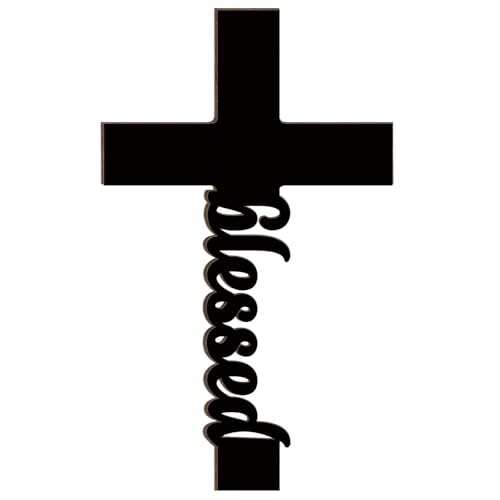 Uflashmi Wooden Cross Wall Decor, Blessed Black Wall Cross, 9.8 Inch - color: Blessed-Black