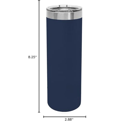 LaserGram Personalized 22oz Skinny Tumbler, Christian Cross (Navy Blue) - color: Navy Blue