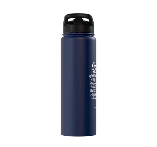 Go Make Disciples Matthew 28: 19 20 Bible Verse Scripture Stainless Steel Insulated Water Bottle - color: Navy Blue