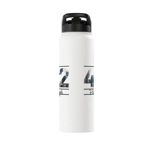 412 Skyline Number City Pride Script Stainless Steel Insulated Water Bottle - color: White