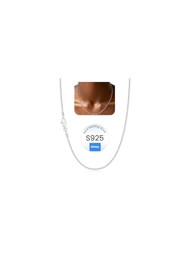 1.3MM Box Chain 925 Sterling Silver Chain Necklace for Women, 14K Gold Plated Chain for Women, Women's Chains Necklace 14 16 18 20 22 24 26 Inch - color: Silver, size: 24 Inch