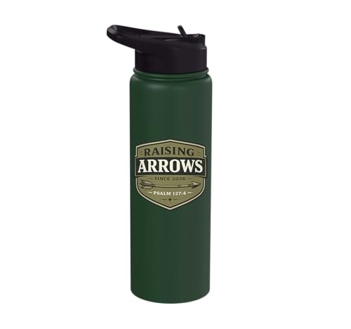 Raising Arrows Since 2026 Psalm 127:4 Faith Family Dad Stainless Steel Insulated Water Bottle - color: Dark Green