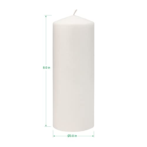 Stonebriar Unscented White Tall Pillar Candles, 80 Hour Burning Candle Pillars, Perfect for Decor, Weddings, Emergencies 3" X 8", 6 count - size: 3 x 8 inches, style: Pack of 6