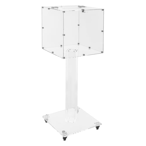 Suggestion Box with Lock and Key Donation Box with Stand and Wheel Acrylic Ballot Box Standing Offering Box for Church, Office, Voting (Clear, Bar Hole) - color: Clear, size: Bar Hole