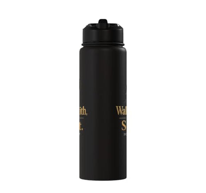 Christian Walk By Faith Not By Sight 2 Corinthians 5:7 Stainless Steel Insulated Water Bottle - color: Black