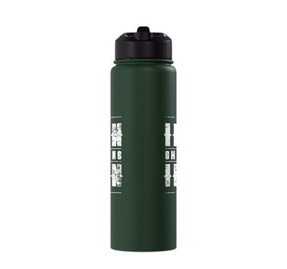 Iron Sharpens Iron Christian Gym Water Bottles Bible Verse Stainless Steel Insulated Water Bottle - color: Dark Green