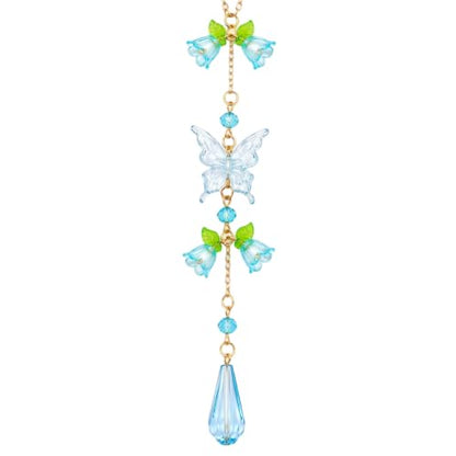 Butterfly Flower Car Rearview Mirror Charm Blue of Valley - color: Blue - Butterfly