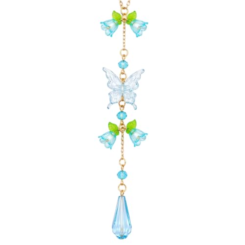 Butterfly Flower Car Rearview Mirror Charm Blue of Valley - color: Blue - Butterfly