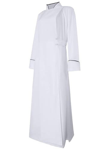 Womens Medieval Anglican Clergy Robe Cassock Priest Coat Pulpit Robe for Church Minister Altar Server Vestments - color: White, size: Small