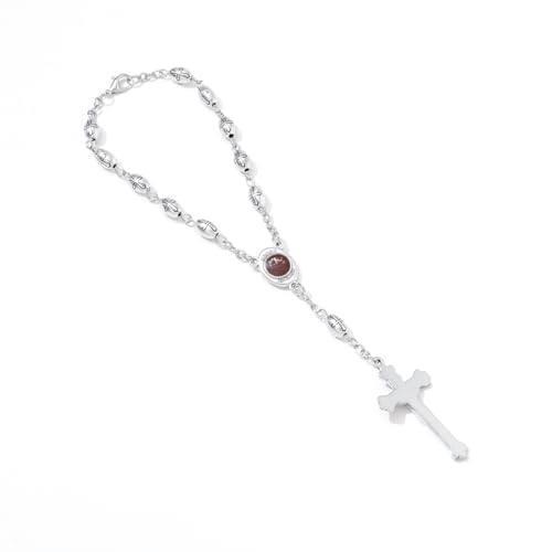 One Decade Catholic Rosary for Car or Truck Rearview Mirror, Auto Metal Beads Rosary, Auto Hanging Accessory Catholic Gifts for Men Women - size: 1 piece Metal