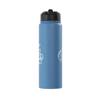 fancy Italic script Initial Letter A minimalist peace symbol Stainless Steel Insulated Water Bottle - color: Light Blue