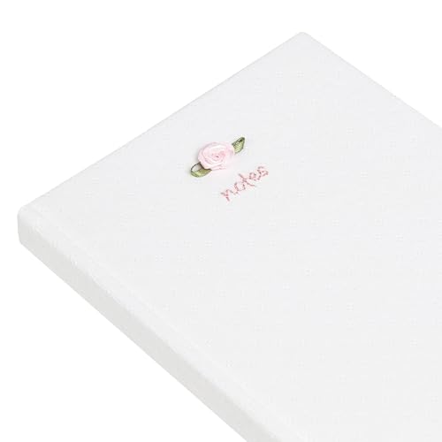 Pearhead Fabric Hardcover Journal Notebook 6x8 – Pointelle Embroidered College-Ruled Writing Journal with 200 Lined Pages, Pink - color: White Pointelle Fabric Journal