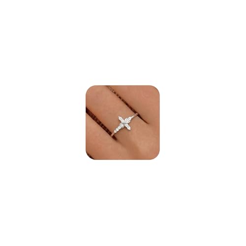 925 Sterling Silver Infinity CZ Cross Ring for Women