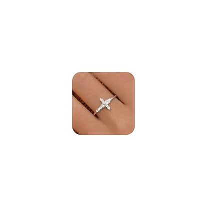 925 Sterling Silver Infinity CZ Cross Ring for Women