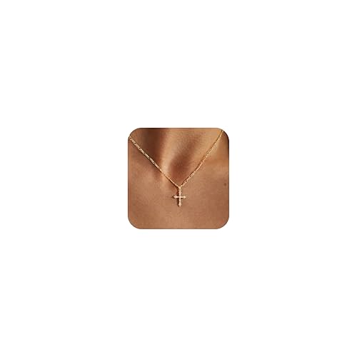 Cross Necklace for Women,Dainty 14k Gold Plated Pendant Necklaces - color: Gold-11