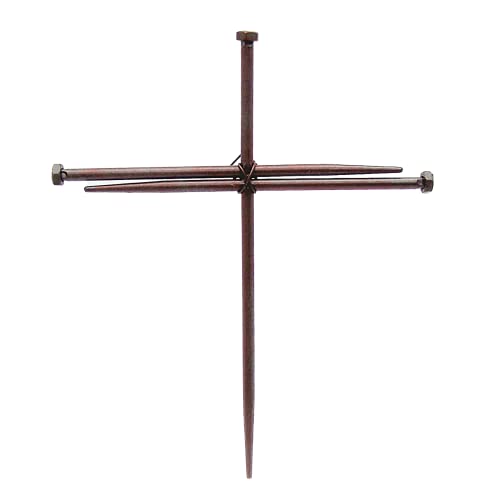 Wowser Brown Metal Wall Cross with Three Nails, Rustic Christian Wall Decor, Religious Hanging Cross for Home, Church or Prayer Room, Inspirational Faith Gift, 12 Inch