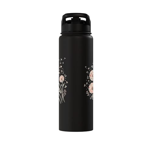 Fe Esperanza Amor Floral Christian Spanish Faith Cristianos Stainless Steel Insulated Water Bottle - color: Black
