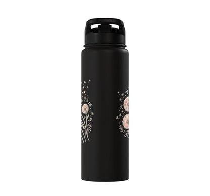 Fe Esperanza Amor Floral Christian Spanish Faith Cristianos Stainless Steel Insulated Water Bottle - color: Black