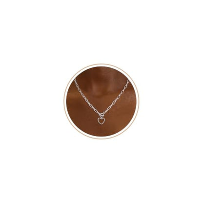 CHESKY Cross Necklace for Women Trendy, Dainty 14K Gold Plated Paperclip Charm Necklace for Womens Chunky Cross Pendant Necklace Gold Jewelry Religious Christian Gifts for Christians - color: Heart-SL