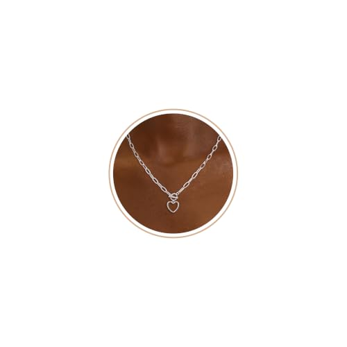 CHESKY Cross Necklace for Women Trendy, Dainty 14K Gold Plated Paperclip Charm Necklace for Womens Chunky Cross Pendant Necklace Gold Jewelry Religious Christian Gifts for Christians - color: Heart-SL