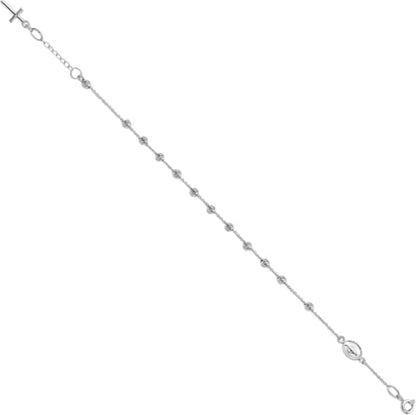 IceCarats 14K White Gold 1mm Cable Chain Virgin Mary Cross Charm Bracelet