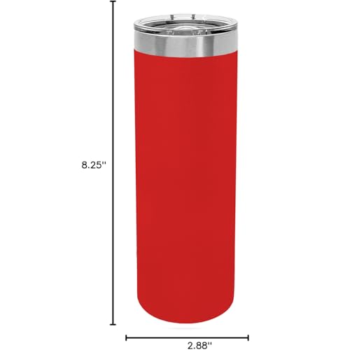 LaserGram Personalized 22oz Skinny Tumbler, Christian Cross (Red) - color: Red