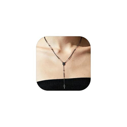 Supcare Rosary for Men Women Catholic Necklace Rosary Beads Customized - color: C04-Mini Virgin Mary Black with Case