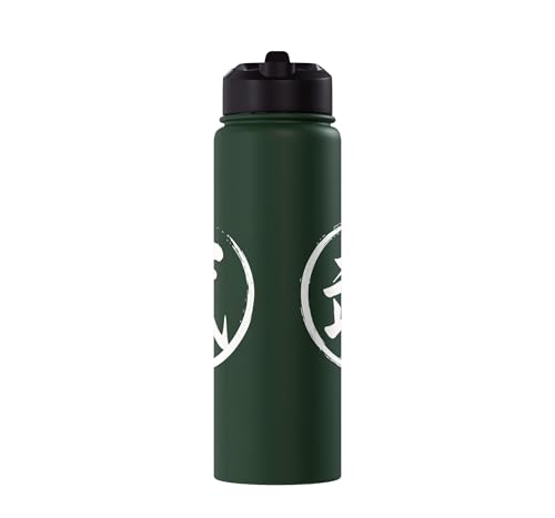 “Warrior” Japanese Kanji Word Graphic Stainless Steel Insulated Water Bottle - color: Dark Green