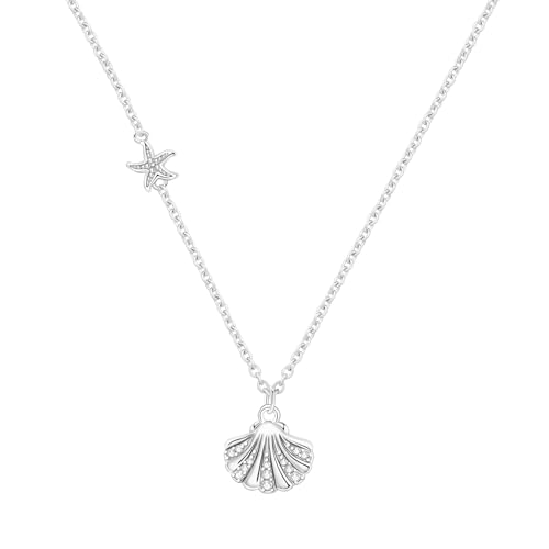 925 Sterling Silver Fashion Pendant Necklace for Women，Fashion Jewelry, 18K Gold Plated， Advanced Retro Series Link Chains ，Basic Multifunctional Accessories Suitable for Multiple Occasions and Daily Wear - color: shell starfish