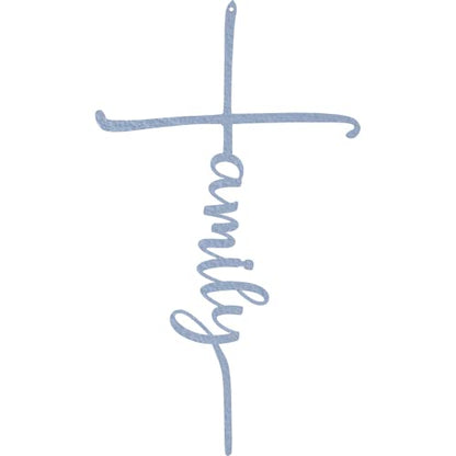 Family Cross Metal Wall Art - 14" X 24" - Hammered Silver - color: Hammered Silver, size: 24"L x 14"W