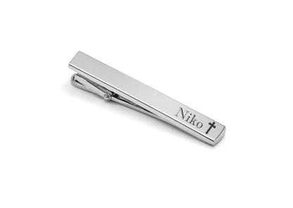 Personalized Silver Cross Tie Clip Custom Engraved Free - Christian Men’s Gift - Gift For Him | Free Engraving - Ships From USA