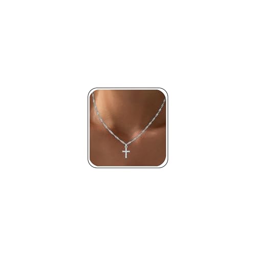 18K Gold Plated Cross Necklace for Women Trendy - color: 2-CZ Cross Pendant(Silver)