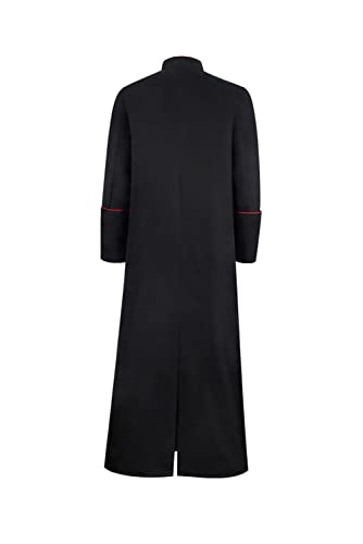 Men Priest Costume Pastor Gown Clergy Pulpit Robes Halloween - color: Black Priest, size: Large