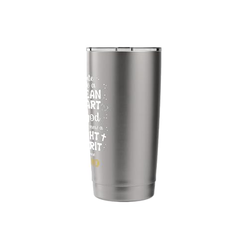 Create in me a clean heart o god psalm 51:10 faith flower Stainless Steel Insulated Tumbler - color: Brushed Steel