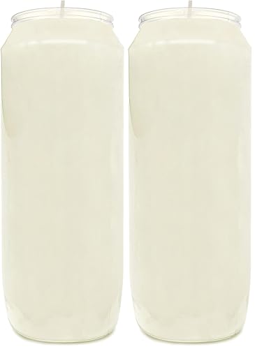 Hyoola 9 Day Prayer Candles 7" Tall Pillar Candles for Religious, Memorial, Party Decor, Vigil and Emergency Use - Vegetable Oil Wax in Plastic Jar Container, White (2 Pack) - size: 2 Pack