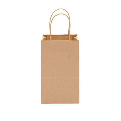 Juvale Mini Gift Bags with Handles - Brown Paper Party Favor Bags with Handles - Long & Narrow Design for DIY & Craft Fairs - 3 x 5.25 x 8.5 In, Brown, 12 Pack - style: Medium