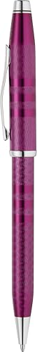 Cross Century II Midnight Plum Ballpoint Pen, Sandblasted Engraved Surface, Polished Appointments, Signature Triple Stripe Detail, Luxury Gift Box