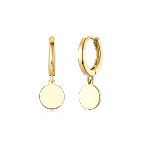 Earrings for Women 14K Gold Plated Huggie Hoop Dangle - color: 04. Disc