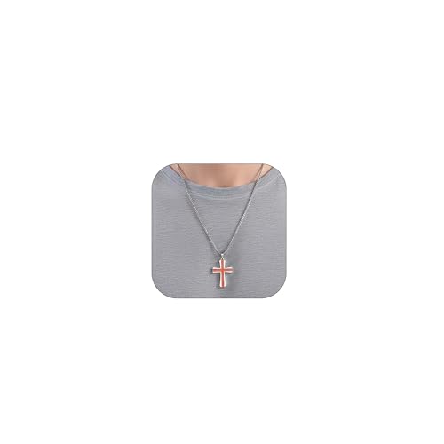 Cross Necklace for Men Vintage Wooden Cross Necklaces Wood Crucifix Pendant Christian Jewelry Gift for Men - color: Big ST Chain