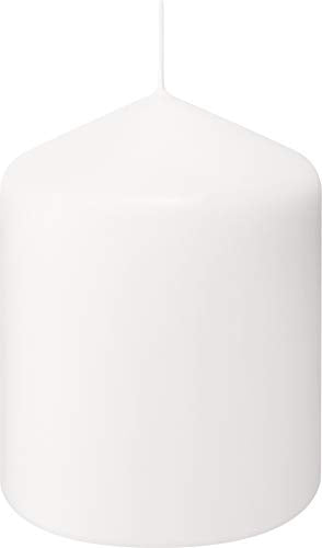 BOLSIUS 6 White Pillar Candles Bulk - 3x4 Inches Candle Set - 40+ Hours Clean Burning - No Palm Oil - 0% Animal Fat - Premium European Quality - Unscented Dripless Restaurant Pillars - size: 3x4 Inches, style: 6 Count