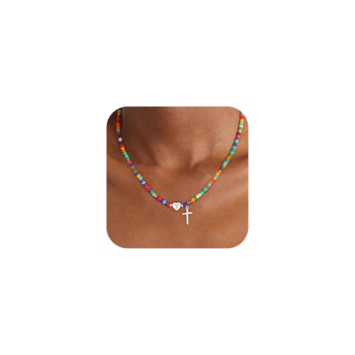 18K Gold Plated Colorful Initial Necklaces for Girls Women Kids - color: SILVER-Y