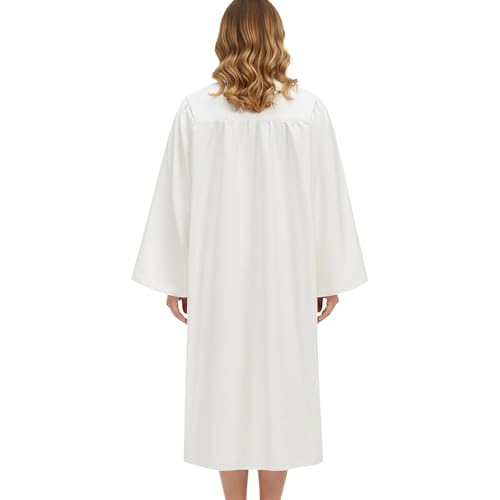 Populus 6-Pack Unisex Adult Matte Choir Robes for Church, Graduation Gowns - color: White, size: Size 51