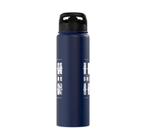 Iron Sharpens Iron Christian Gym Water Bottles Bible Verse Stainless Steel Insulated Water Bottle - color: Navy Blue