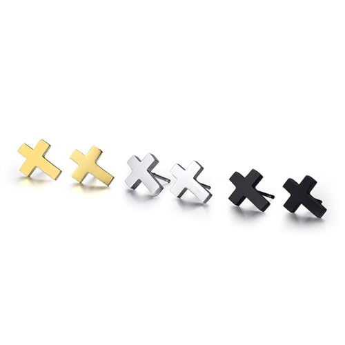 Cross Stud Earring for Women Men Dainty Small Cross Earrings Minimalist Simple Gold Silver Black Religious Faith Cross Studs - color: Black
