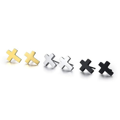 Cross Stud Earring for Women Men Dainty Small Cross Earrings Minimalist Simple Gold Silver Black Religious Faith Cross Studs - color: Black